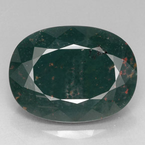 Heliotropo verde natural de 26,60 ct, corte óvalo, opaco