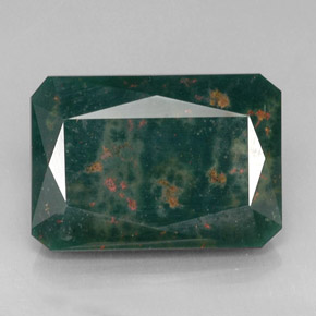 Heliotropo verde natural de 21,75 ct, corte esmeralda, opaco