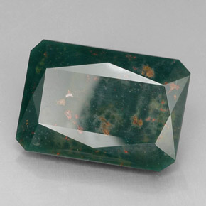 Heliotropo verde natural de 21,75 ct, corte esmeralda, opaco