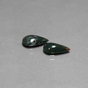 Gemas de heliotropo verde natural de  ct, en forma de pera, opaco