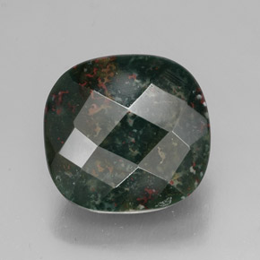 Heliotropo verde natural de 27,80 ct, corte cojín, opaco