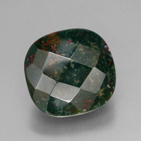 Heliotropo verde natural de 27,80 ct, corte cojín, opaco