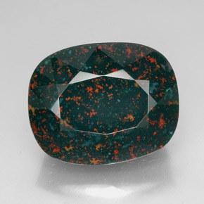 Heliotropo verde natural de 58,62 ct, corte cojín, opaco