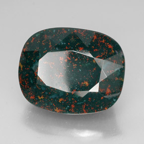 Heliotropo verde natural de 58,62 ct, corte cojín, opaco