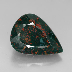 Heliotropo verde natural de 24,98 ct, en forma de pera, opaco