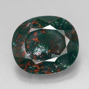 Heliotropo verde natural de 34,65 ct, corte cojín, opaco