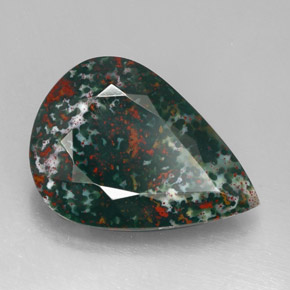 Heliotropo verde natural de 24,33 ct, en forma de pera, opaco