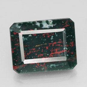 Heliotropo verde natural de 9,74 ct, corte esmeralda, opaco