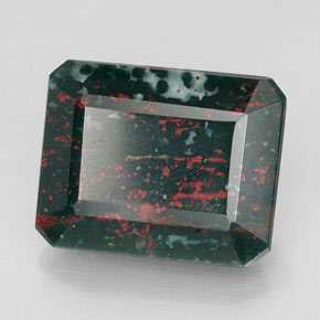 Heliotropo verde natural de 9,74 ct, corte esmeralda, opaco