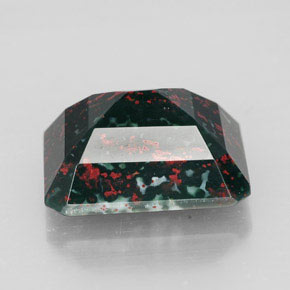 Heliotropo verde natural de 9,74 ct, corte esmeralda, opaco