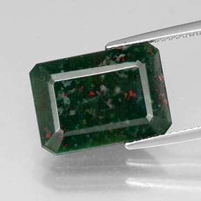 Heliotropo verde natural de 8,39 ct, corte esmeralda, opaco