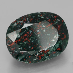 Heliotropo verde natural de 17,76 ct, corte óvalo, opaco