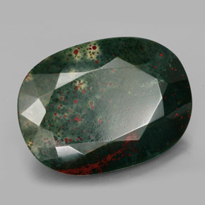 Heliotropo verde natural de 34,17 ct, corte cojín, opaco