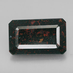 Heliotropo verde natural de 15,14 ct, corte esmeralda, opaco