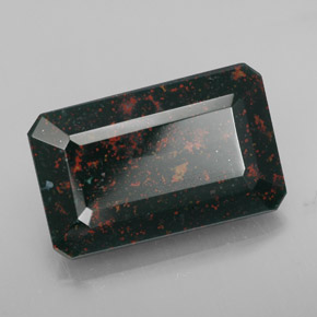 Heliotropo verde natural de 15,14 ct, corte esmeralda, opaco