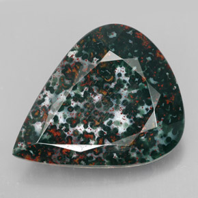 Heliotropo verde natural de 17,28 ct, en forma de pera, opaco