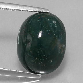 Heliotropo verde natural de 6,35 ct, corte óvalo, opaco