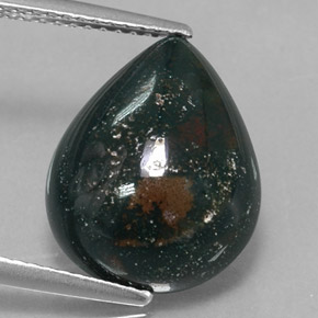 Heliotropo verde natural de 6,59 ct, en forma de pera, opaco