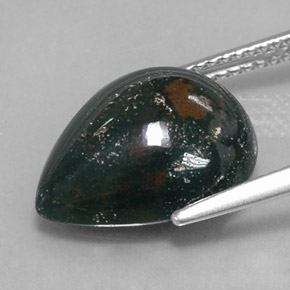 Heliotropo verde natural de 6,59 ct, en forma de pera, opaco