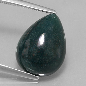 Heliotropo verde natural de 5,23 ct, en forma de pera, opaco