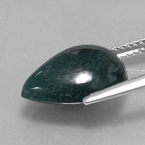 Heliotropo verde natural de 5,23 ct, en forma de pera, opaco