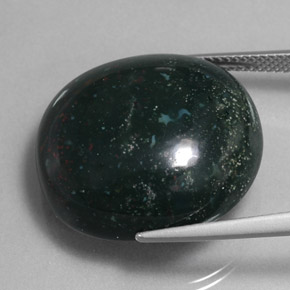 Heliotropo verde natural de 34,59 ct, corte óvalo, opaco