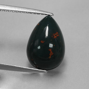 Heliotropo verde natural de 3,23 ct, en forma de pera, opaco