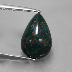Heliotropo verde natural de 2,70 ct, en forma de pera, opaco