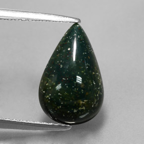 Heliotropo verde natural de 2,73 ct, en forma de pera, opaco