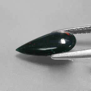 Sanguinaria Verde moteado natural de 1.07 ct, En forma de pera, Opaco