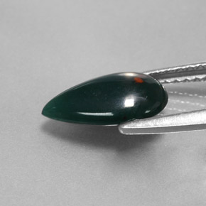 Sanguinaria Verde moteado natural de 1.18 ct, En forma de pera, Opaco