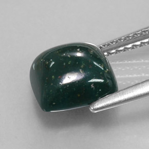 Sanguinaria Verde moteado natural de 2.50 ct, Corte Cojín, Opaco