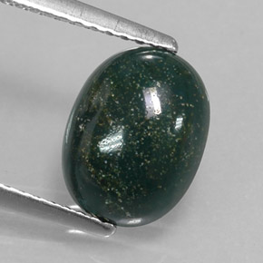 Heliotropo verde natural de 2,17 ct, corte óvalo, opaco