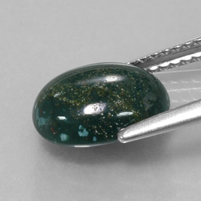 Heliotropo verde natural de 2,17 ct, corte óvalo, opaco