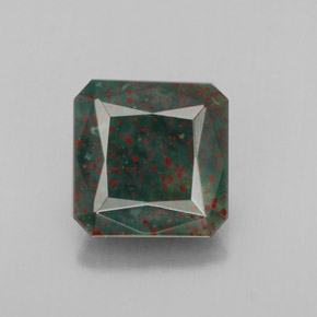 Heliotropo verde natural de 3,74 ct, corte esmeralda, opaco