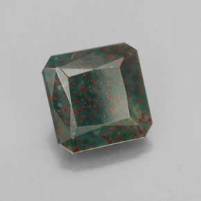 Heliotropo verde natural de 3,74 ct, corte esmeralda, opaco