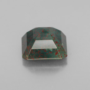 Heliotropo verde natural de 3,74 ct, corte esmeralda, opaco