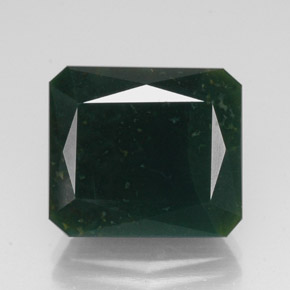 Heliotropo verde natural de 14,29 ct, corte esmeralda, opaco