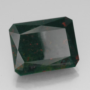 Heliotropo verde natural de 14,13 ct, corte esmeralda, opaco
