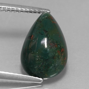 Heliotropo verde natural de 3,49 ct, en forma de pera, opaco