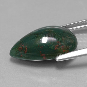Heliotropo verde natural de 3,49 ct, en forma de pera, opaco