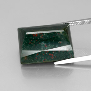 Heliotropo verde natural de 23,16 ct, baguette, opaco