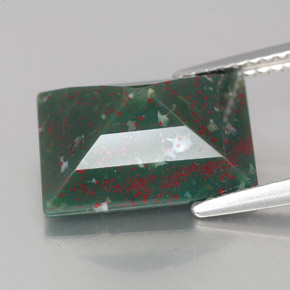 Heliotropo verde natural de 4,82 ct, baguette, opaco