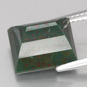 Heliotropo verde natural de 4,91 ct, baguette, opaco