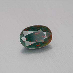 Heliotropo verde natural de 1,26 ct, corte óvalo, opaco