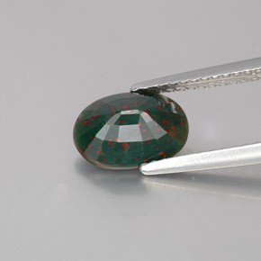 Heliotropo verde natural de 1,26 ct, corte óvalo, opaco