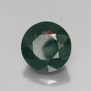 Heliotropo verde natural de 6,91 ct, corte redondo, opaco