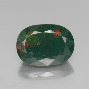 Sanguinaria Verde moteado natural de 13.01 ct, Ovalada, Opaco