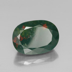 Sanguinaria Verde moteado natural de 13.01 ct, Ovalada, Opaco