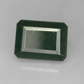 Heliotropo verde natural de 2,72 ct, corte esmeralda, opaco